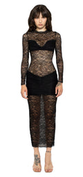 Ellie Lace Midi Dress - Black