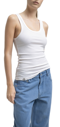 Light ribbed viscose tank top - white
