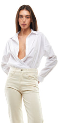 Yoko poplin button shirt- White