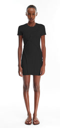 Papper T shirt mini dress- Black