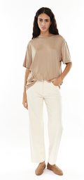 Moa High waist straight leg denim- Beige Denim