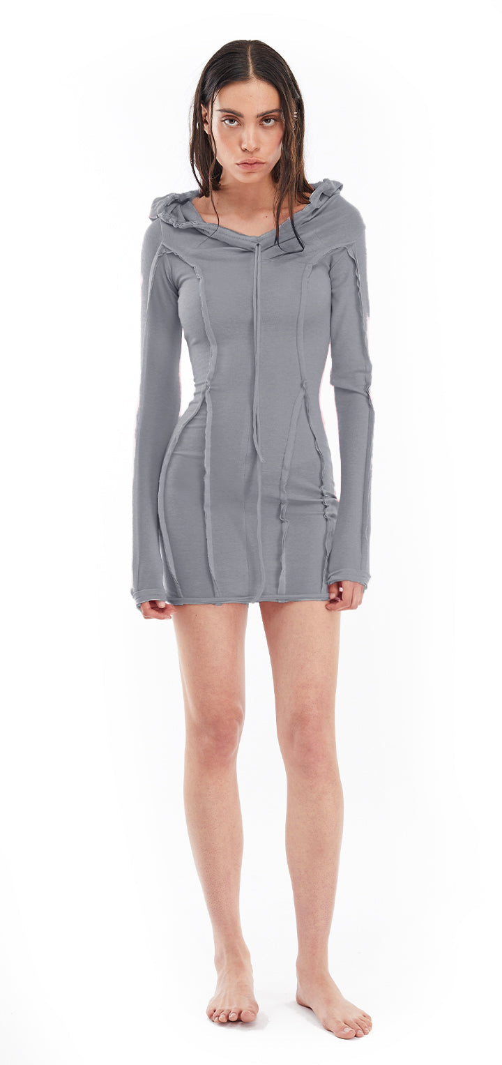 Papper hoodie mini dress - Gray