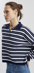 POLO LONG SLEEVED COTTON STRIPED SHIRT - Blue