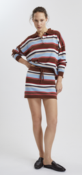 STRIPED COTTON MINI SKIRT - Brown colorful stripes