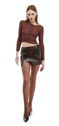 Eline long sleeve knit top - Burgundy