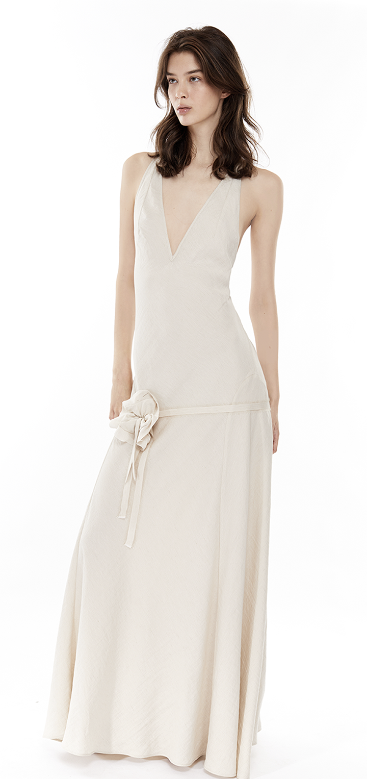 Fran belt dress- Cream