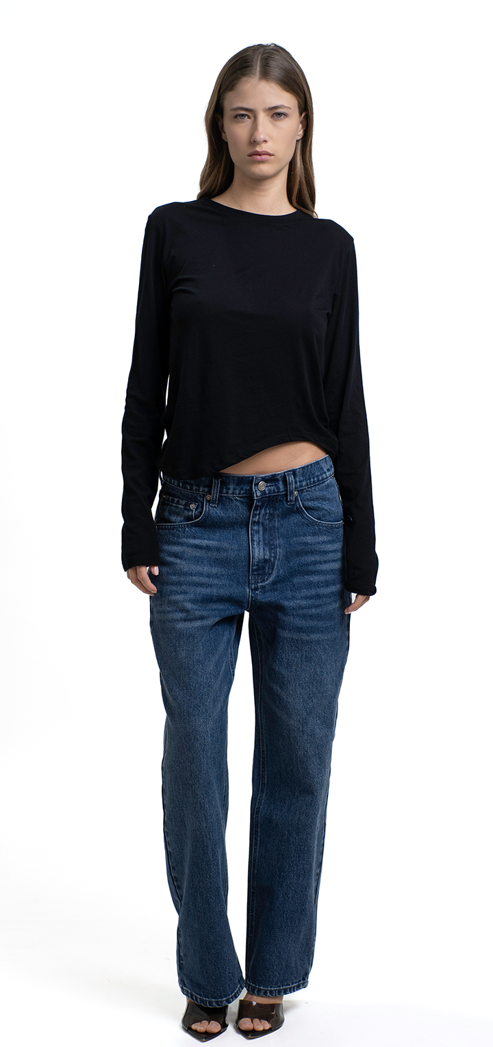 Light cotton long sleeved T shirt - black