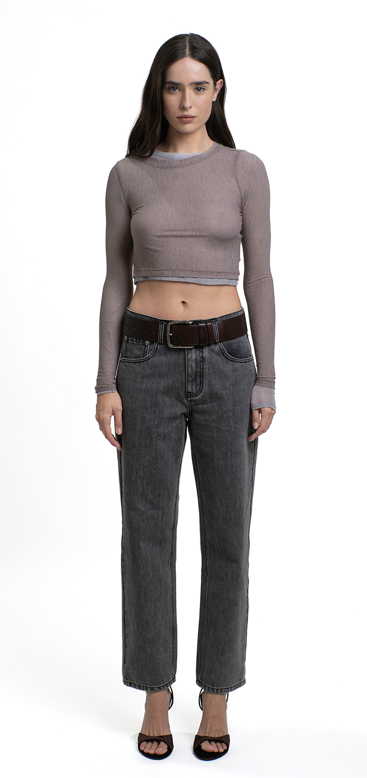 Light knit crop top - Beige