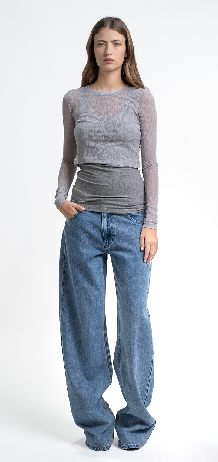 Light knit crop top - Gray