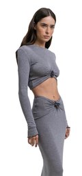 Papper ripple crop T shirt- Grey