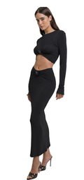 Papper ripple crop T shirt- Black