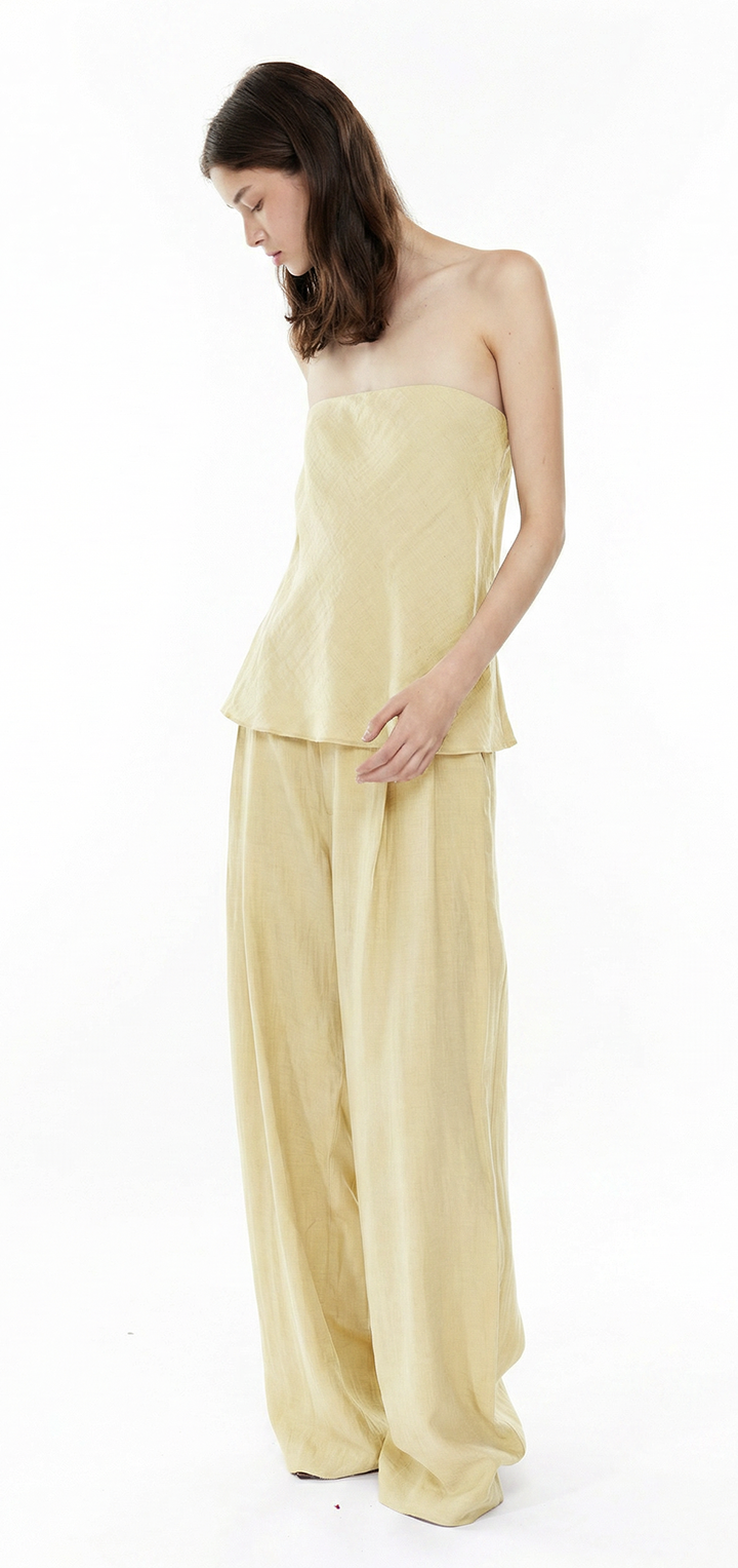 Sana strapless linen top- Yellow