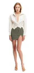 Carla flower Mini Skirt - Olive green