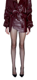 Ivy Leather Mini Skirt - Burgundy